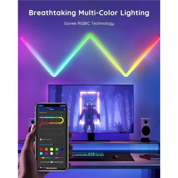 Govee Glide RGBIC Smart Wall Light, Multicolor LED Light Bar, 8 Pcs & 4 Corners - Picture 2 of 6